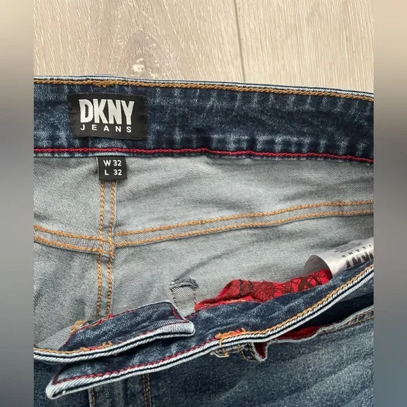 DKNY Men's Dark Rustic Blue Slim Straight Stretch Jeans - Size 32x32 - Picture 4 of 4